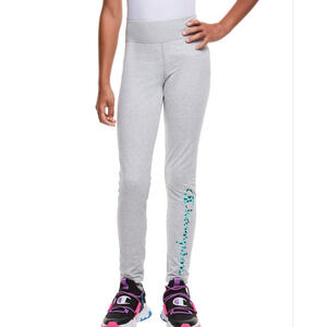 Champion Big Girls Leopard Script Leggings Gray Size L